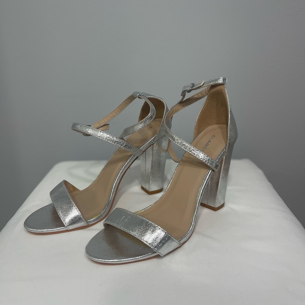 Silver high heels from ASOS